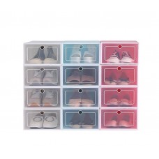 Foldable DIY Drop-Front Shoe Box Clear Plastic Container - Pack of 12 